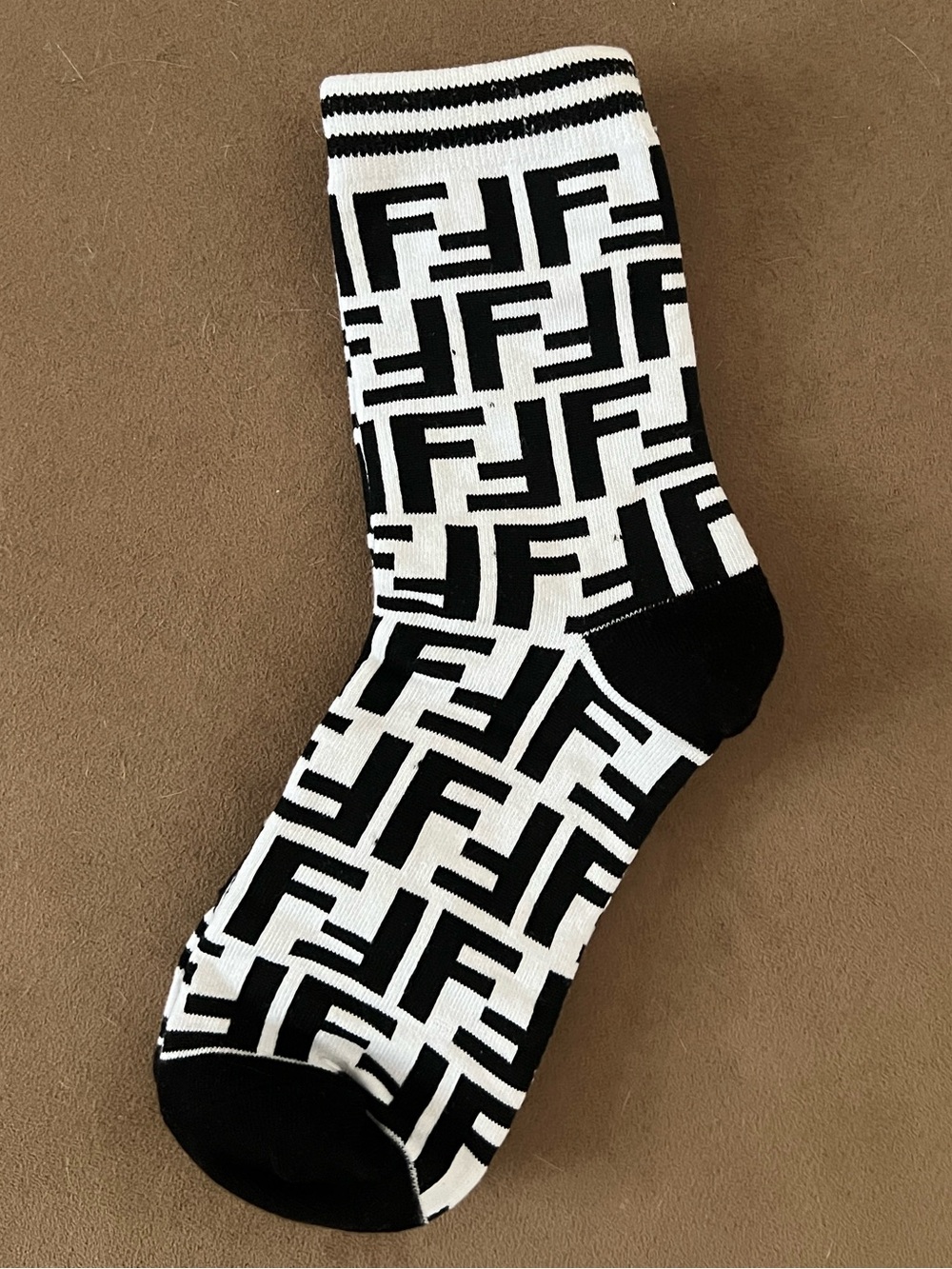 Black & White Monogram Crew Socks